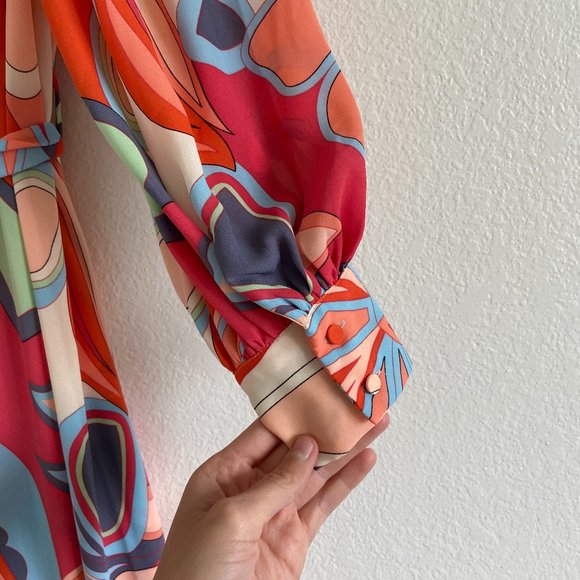 Alexis Dresses Alexis Target Floral Abstract Collared Button Long